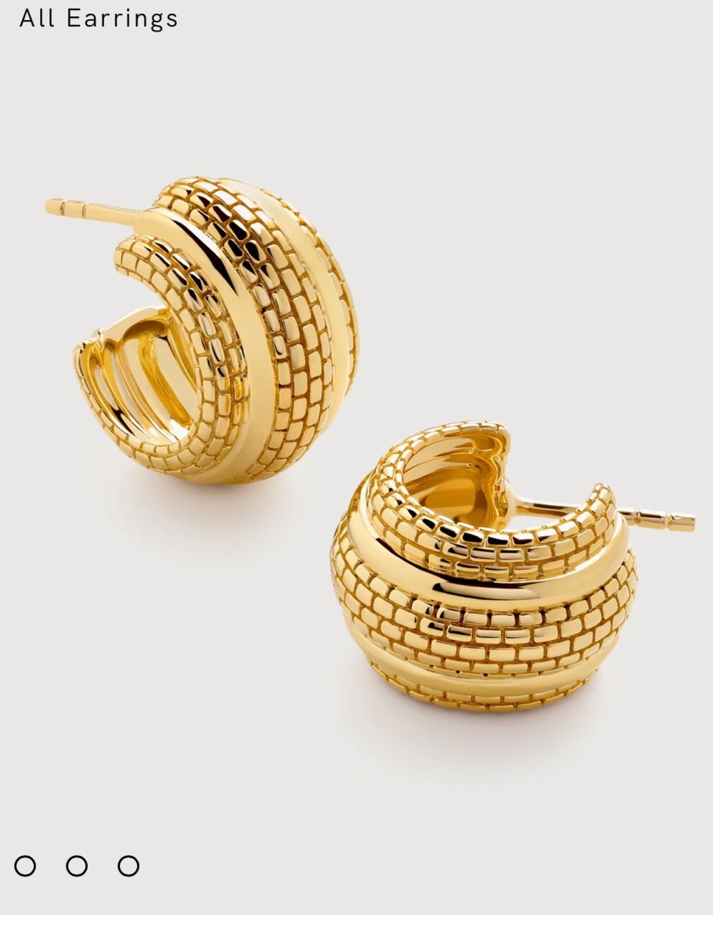 Monica Vinader heirloom bold small hoop earrings gold vermeil